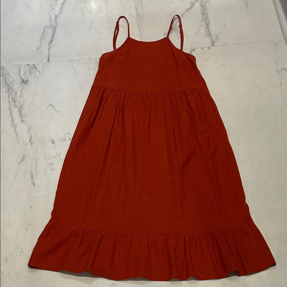 100% Linen Terracotta Midi Dress by UOs Urban Renewal - Picture 10 of 15
